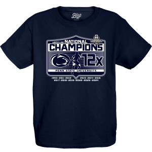 navy youth short sleeve t-shirt Wrestling National Champions Penn State University 12x